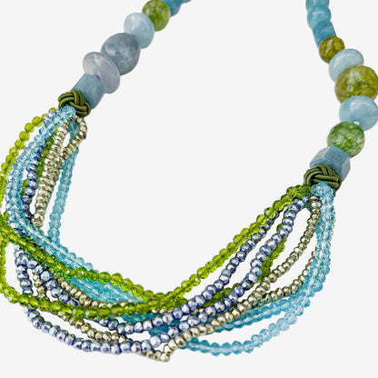 37008 Aquamarine, Crystal, Freshwater Pearl Necklace
