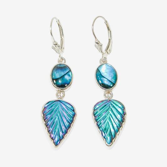 39570 Carved Crystal, Titanium, Abalone Earrings