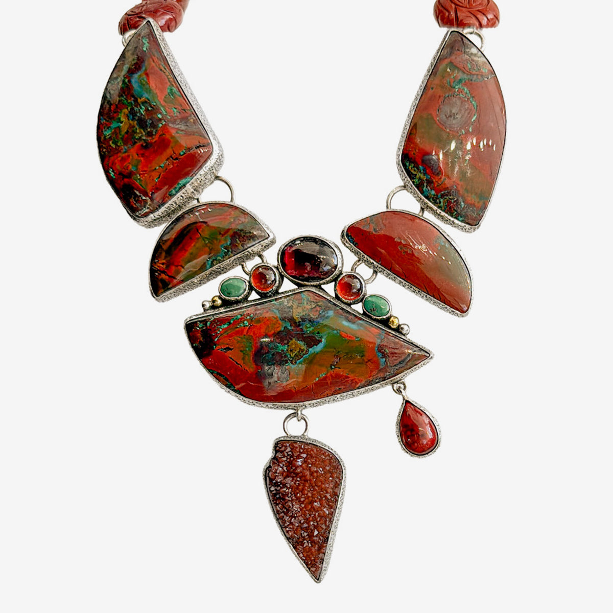 39604 Sangre Chrysocolla, Cuprite, Turquoise Necklace