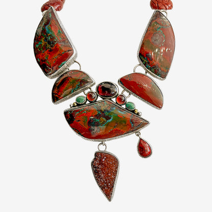 39604 Sangre Chrysocolla, Cuprite, Turquoise Necklace