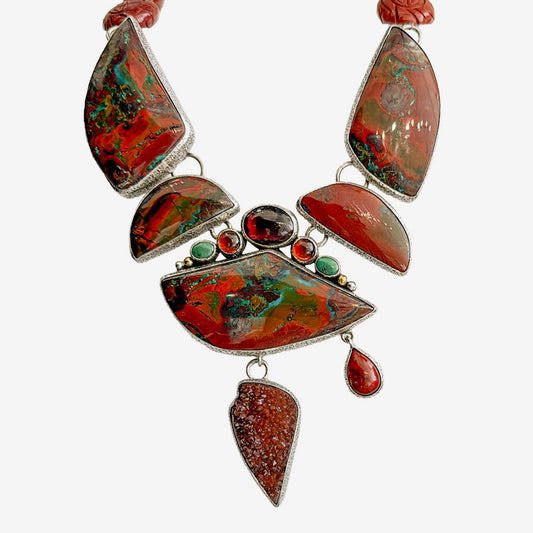 39604 Sangre Chrysocolla, Cuprite, Turquoise Necklace