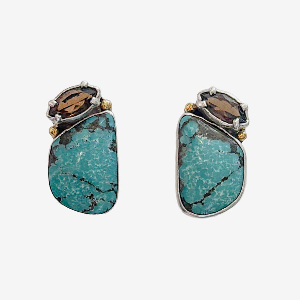 39606 Turquoise, Smoky Quartz Earrings