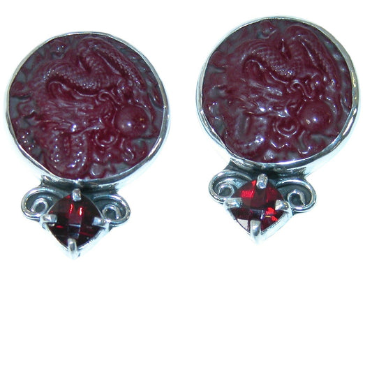 39610 Garnet and Sterling Silver Earrings