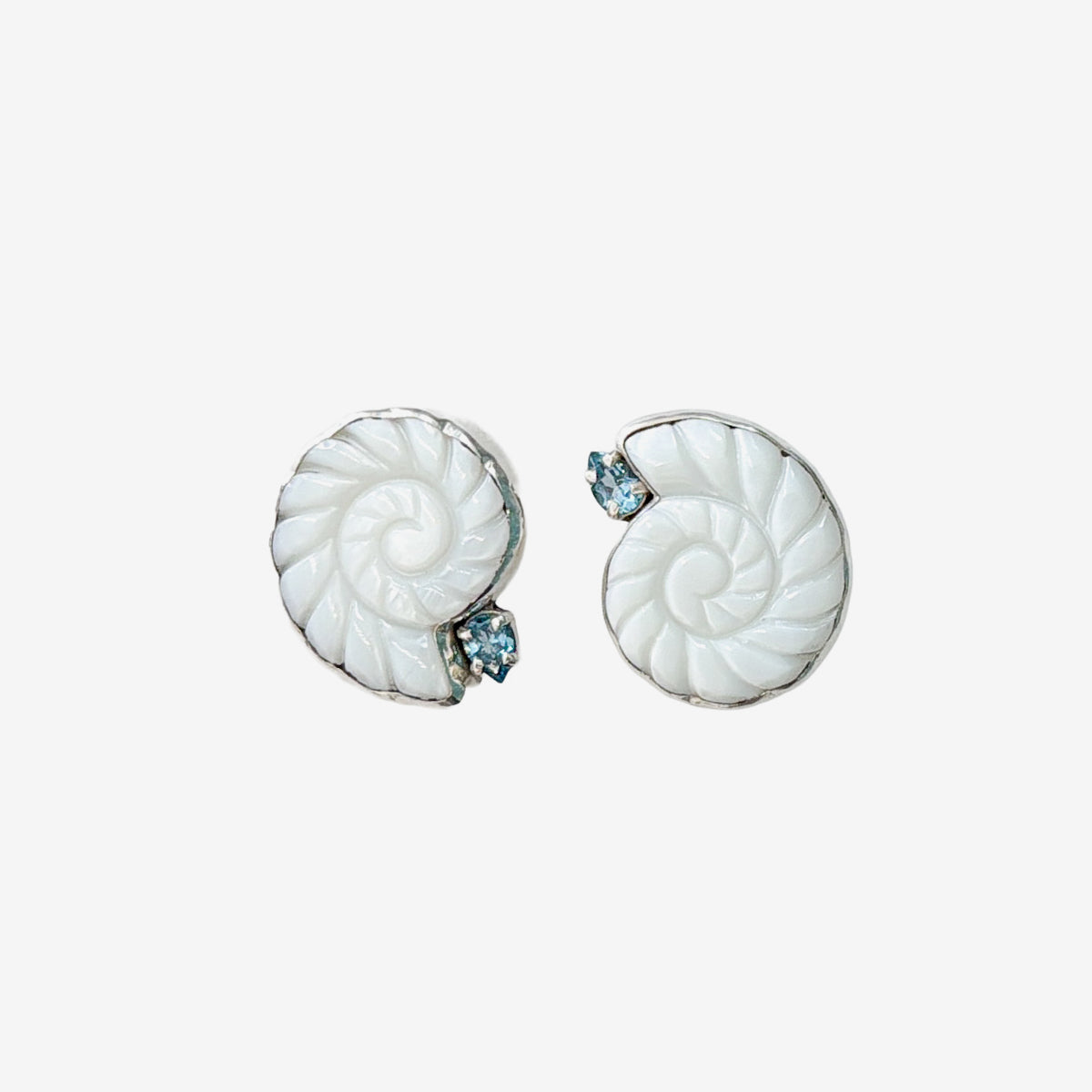 39612 Mother of Pearl Shell, Blue Topaz Earrings