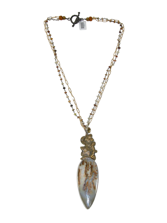 39642 Plume Agate Sterling Silver Pendant Necklace