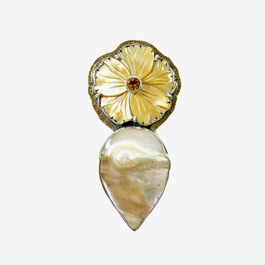 39643 Mother of Pearl Citrine Pin / Pendant