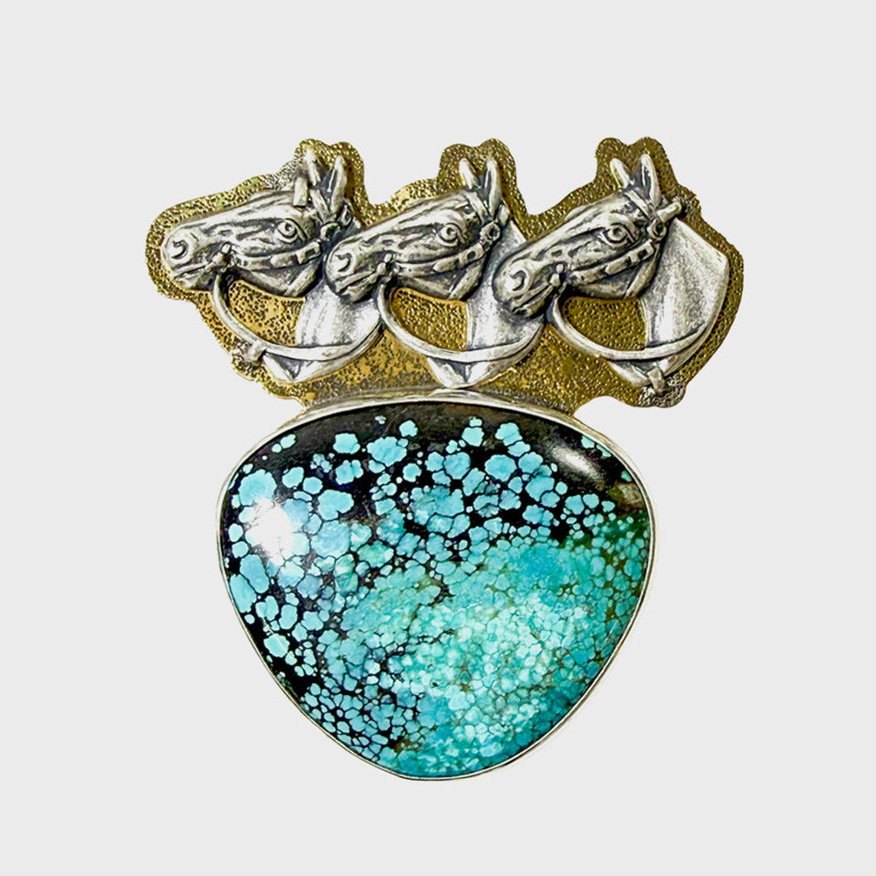 39644A/B Turquoise Horse Pin / Pendant