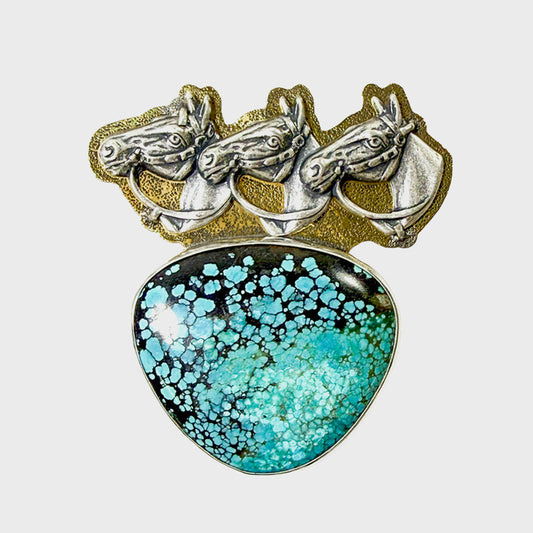 39644A/B Turquoise Horse Pin / Pendant