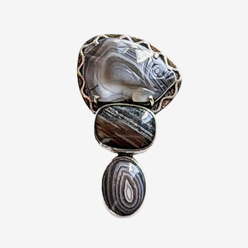 39653 Hand-Carved Botswana Agate Fish Pin / Pendant