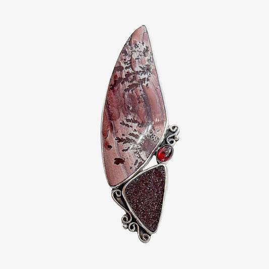 39657 Apache Sage Silicified Rhyolite, Druzy Pin / Pendant