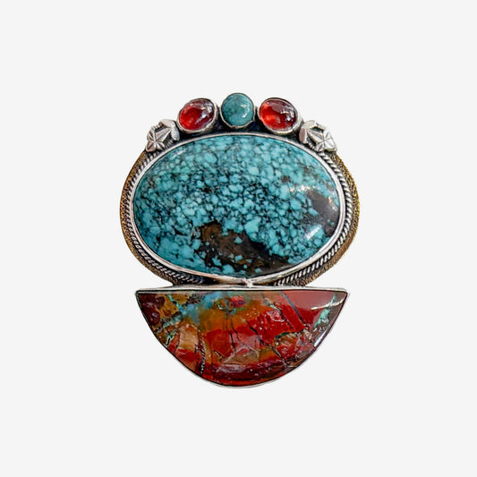 39658 Sangre Chrysocolla, Turquoise Pin / Pendant