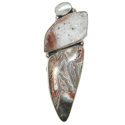 39663 Mexican Lace Agate, Brazilian Agate Druzy Pin