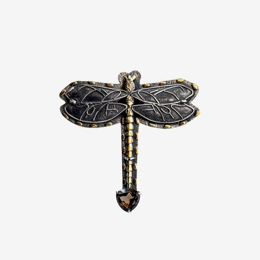 39682 Sterling Silver Dragonfly, Whiskey Topaz Pin / Pendant