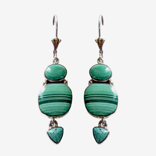 39684 Malachite, Turquoise Earrings