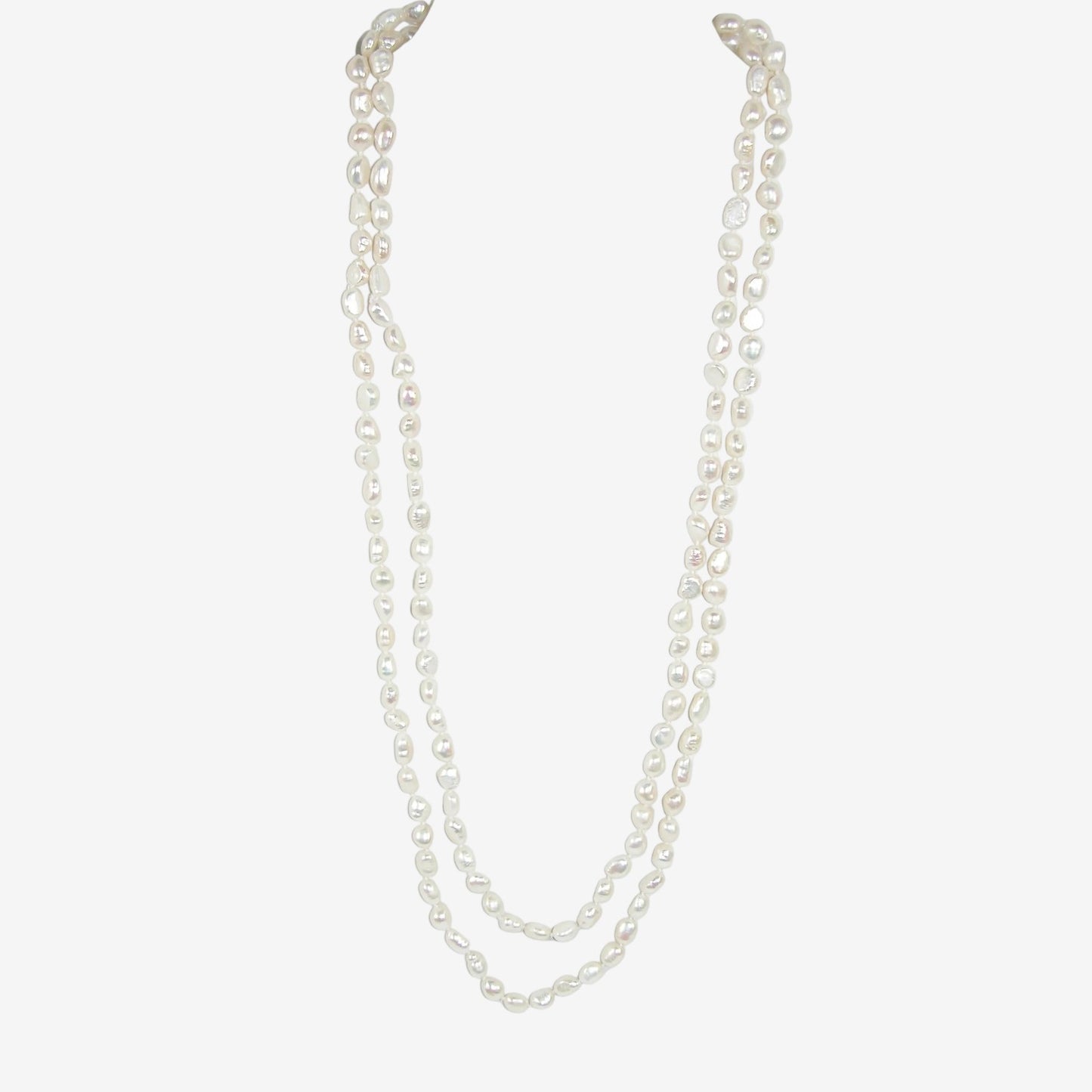 40020 Freshwater Pearl White Knotted Necklace