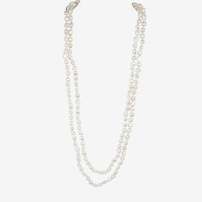 40020 Freshwater Pearl White Knotted Necklace