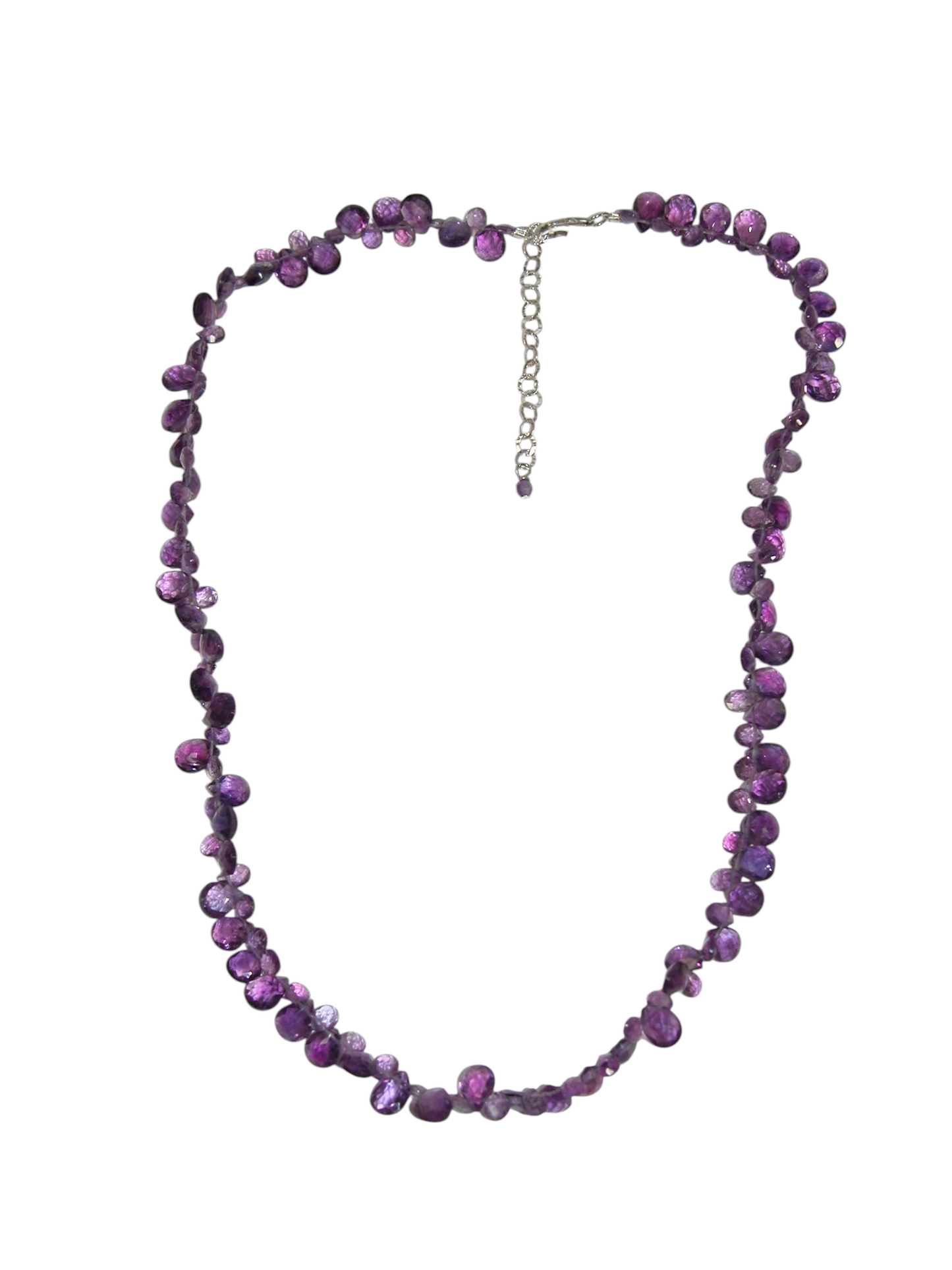 40043 Faceted Amethyst Sterling Silver Briolette Necklace