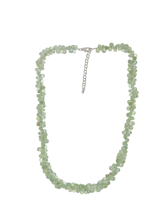 40044 Faceted Prehnite Sterling Silver Briolette Necklace