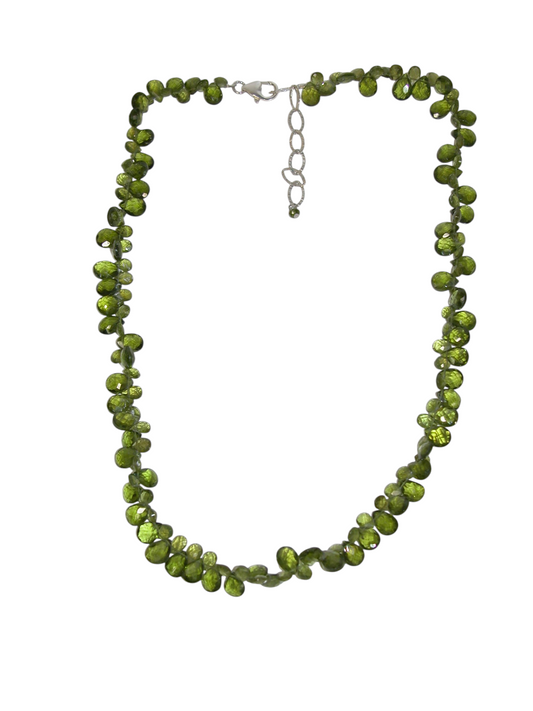 40043 Faceted Vescuvianite Sterling Silver Briolette Necklace