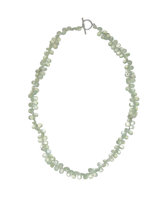 40048 Faceted Prehnite Briolette Sterling Silver Necklace