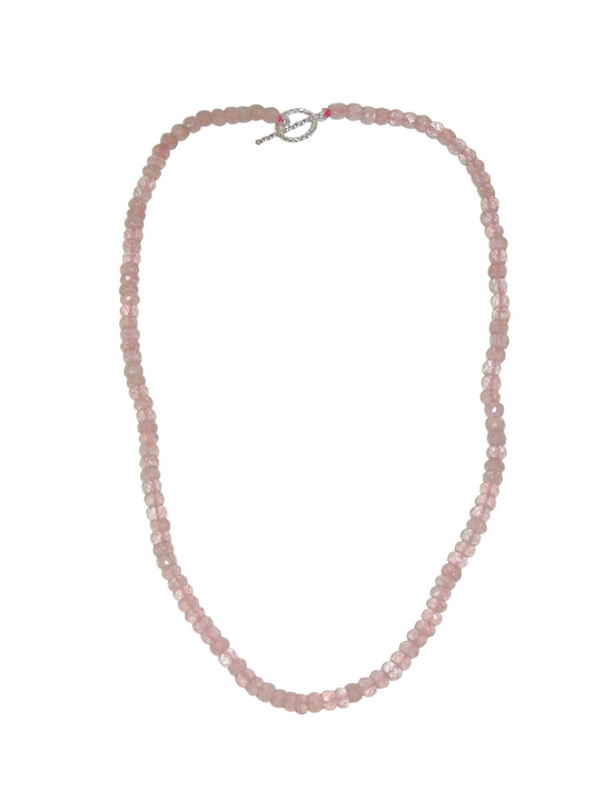 40057 Faceted Rose Quartz Sterling Silver Necklace