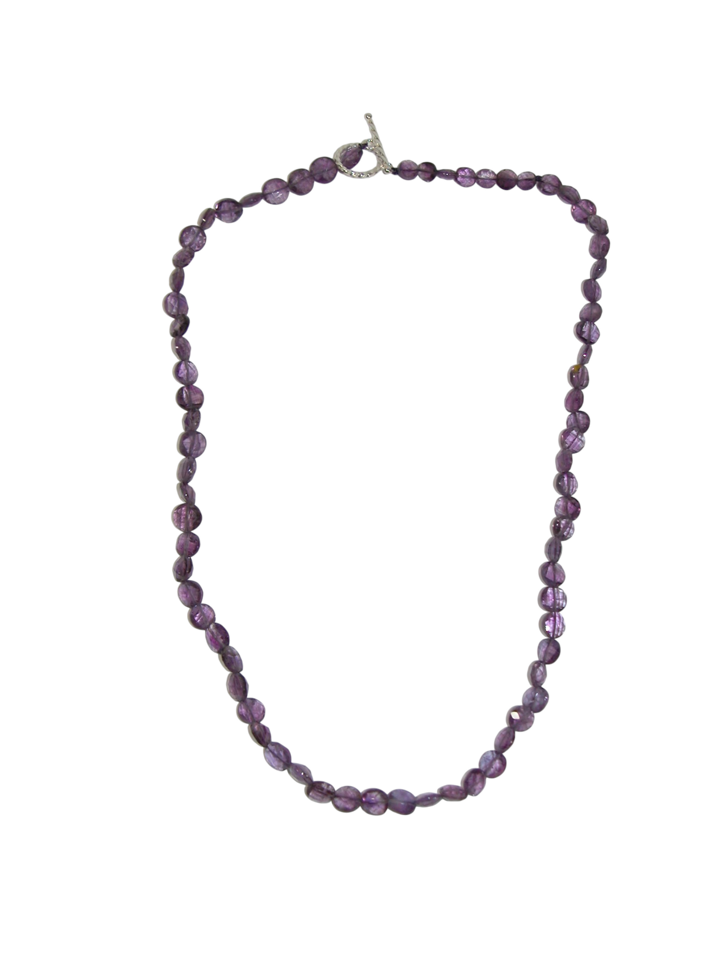 40064 Amethyst Coin Necklace Sterling Silver