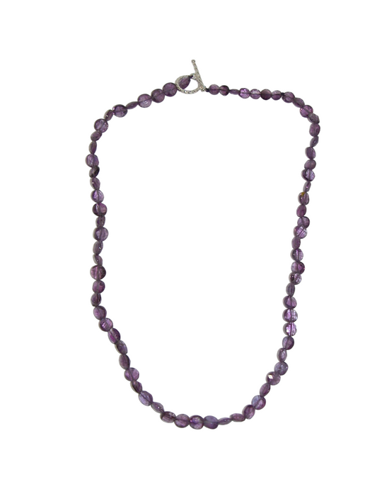 40064 Amethyst Coin Necklace Sterling Silver