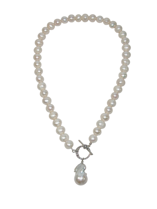 40070 Freshwater Pearl Necklace With Pearl Drop Toggle