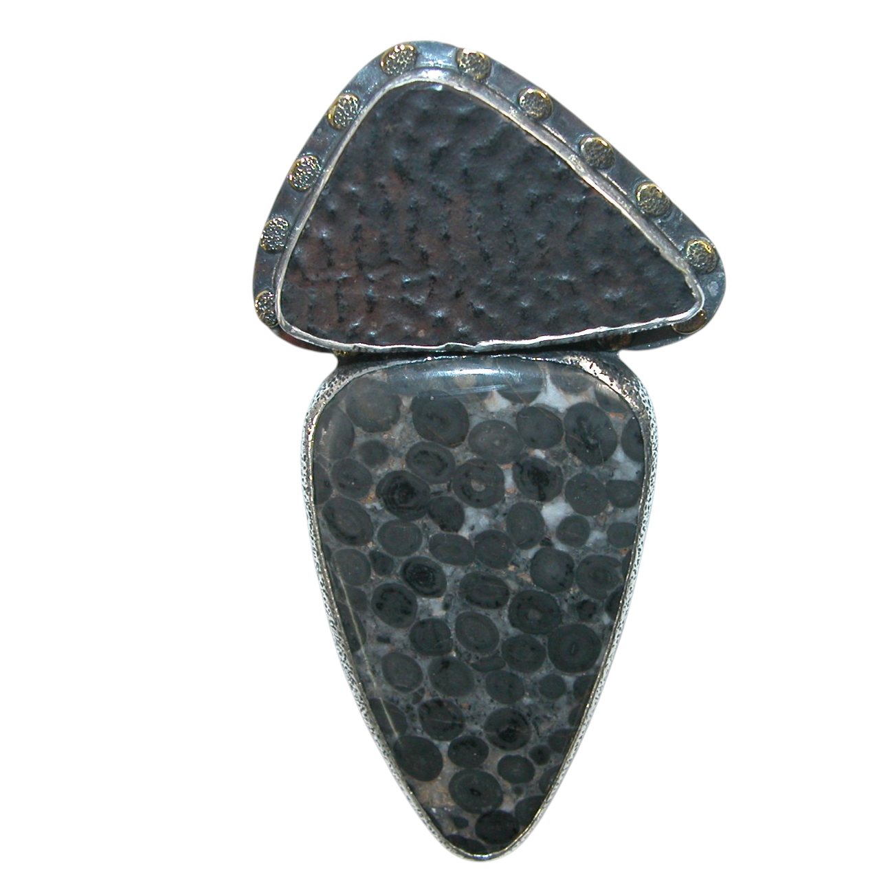 40149 Oolite with Fossil Stone Sterling Silver Pin and Pendant