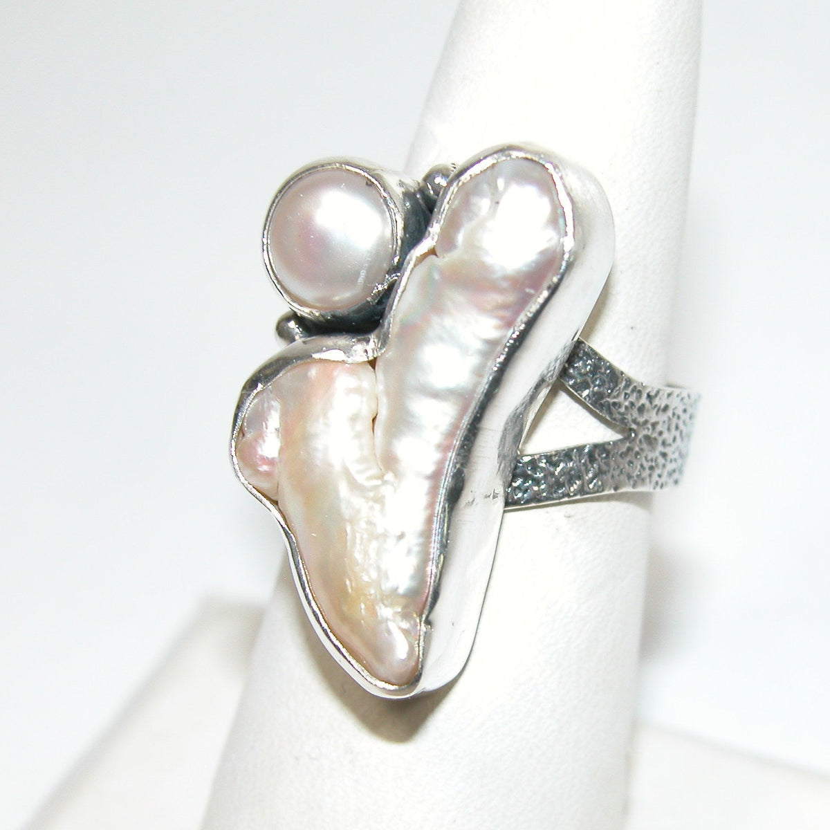 40238 Freshwater Pearl Sterling Silver Adjustable Ring