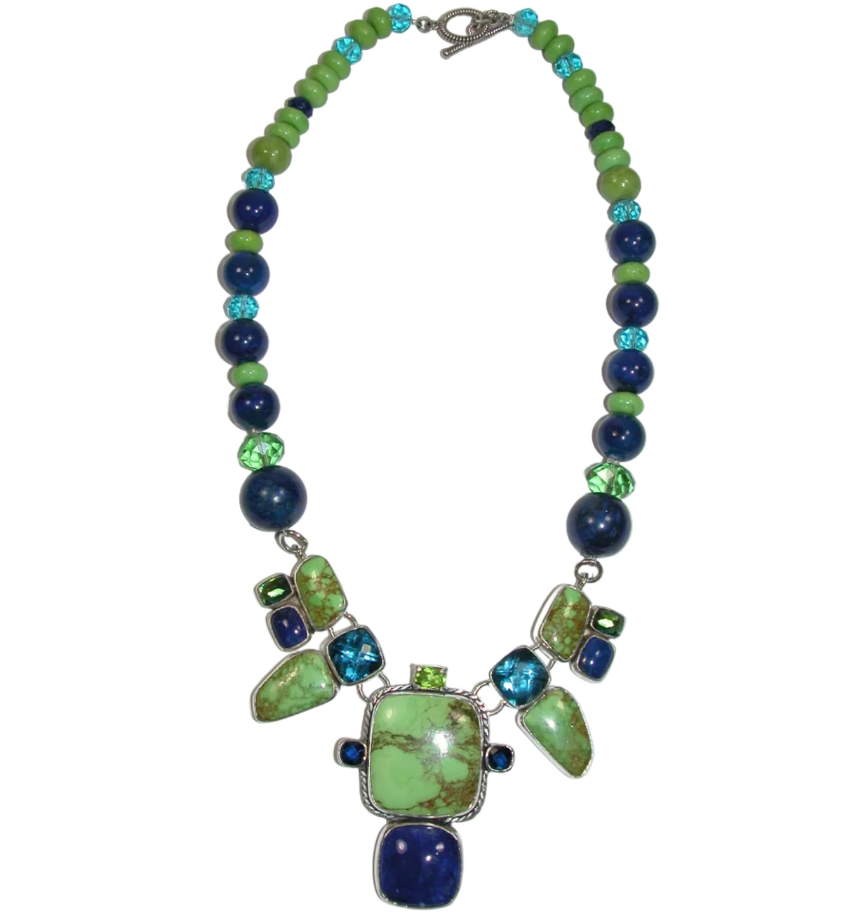 40260 Lapis Gaspeite Sterling Silver Collar Necklace One of a Kind