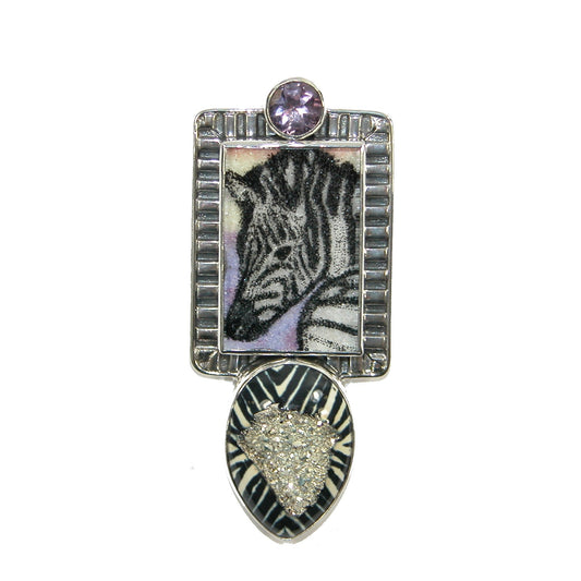 19326 Amethyst Zebra Sterling Silver Pin and Pendant