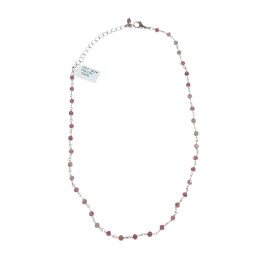 5317 Pink Crystal Sterling Silver Beaded Necklace