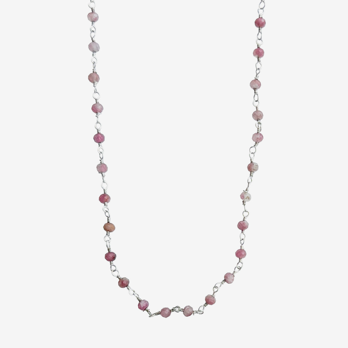 5317 Pink Crystal Sterling Silver Beaded Necklace