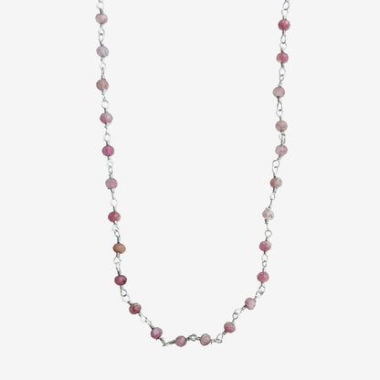 5317 Pink Crystal Sterling Silver Beaded Necklace
