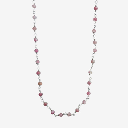 5317 Pink Crystal Sterling Silver Beaded Necklace