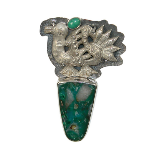 34192 Antique Duck, Turquoise Pin & Pendant