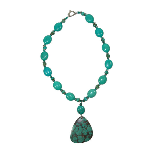 5555 Turquoise Beaded Sterling Silver Necklace