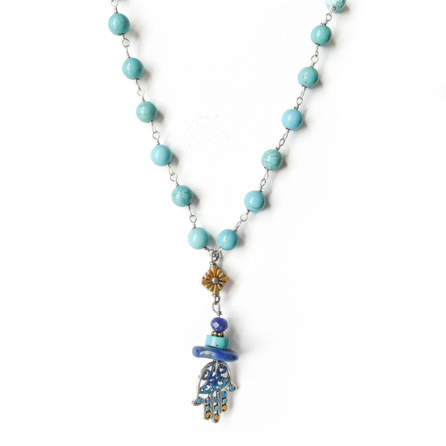 30319 Turquoise Lapis Sterling Silver Necklace