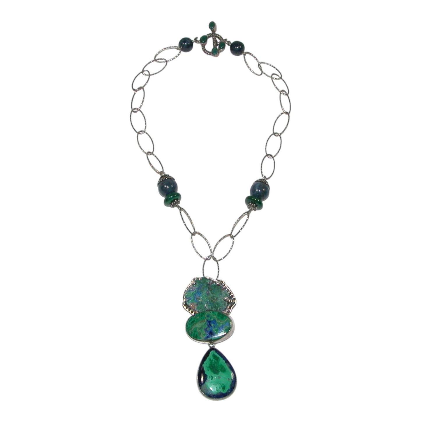 5933 Azurite, Malachite Sterling Silver Necklace