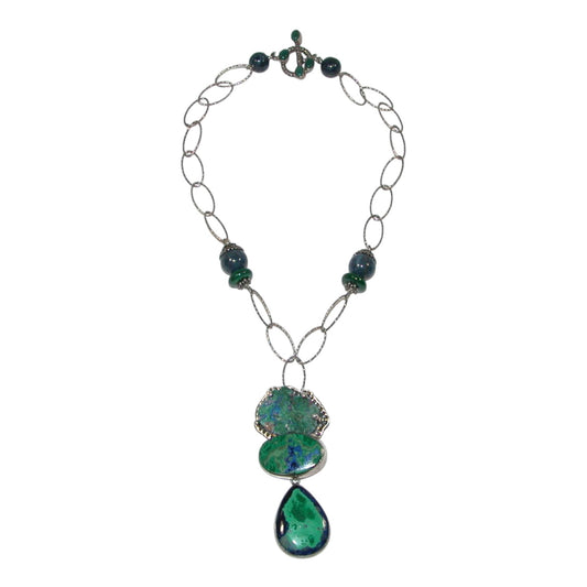 5933 Azurite, Malachite Sterling Silver Necklace