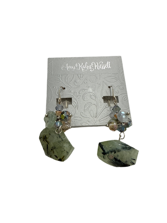 E3144 Phrenite Dangle Earrings