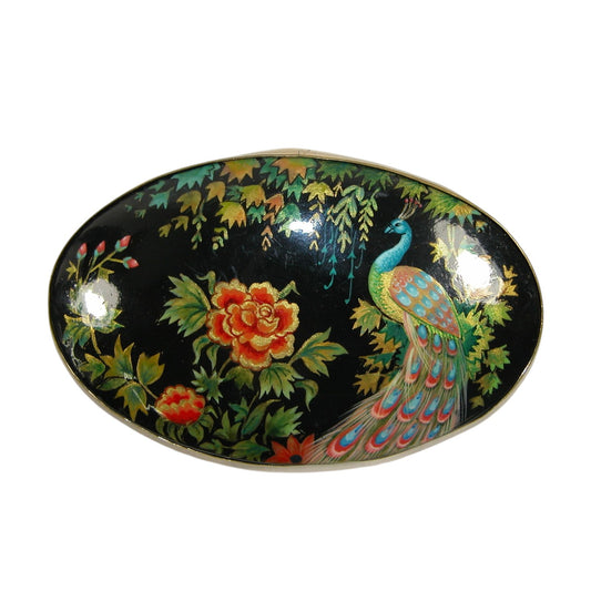 6176 Hand Painted Miniature on Bronze Sterling Silver Pin Pendant