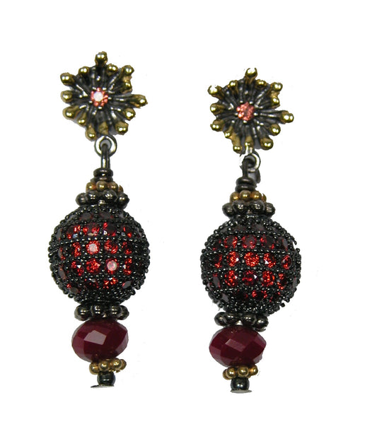 Crystal Set on Sterling Silver with Garnet Earring