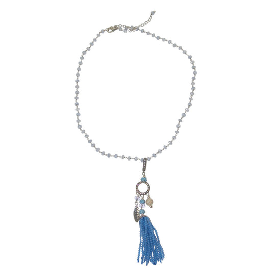 Tassel Beaded Sterling Silver Necklace