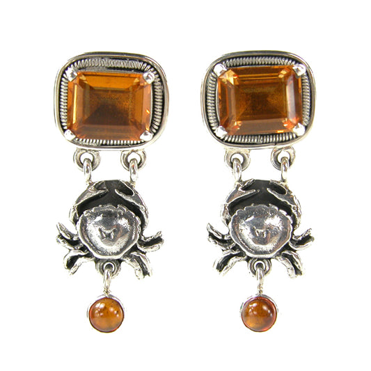 7329 Hessonite Crab Sterling Silver Earrings