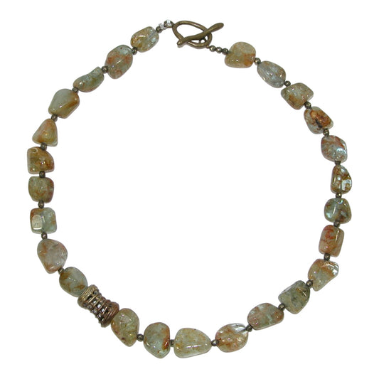 7650 Agate Beaded Sterling Silver Necklace