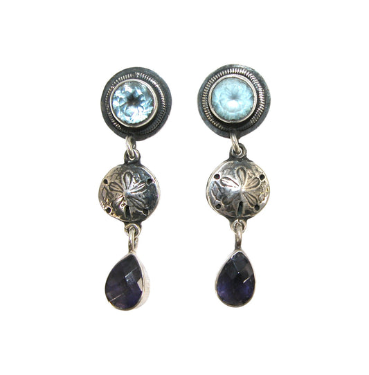 7693 Blue Topaz, Iolite, Sterling Silver Earrings