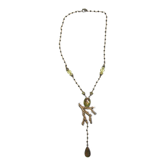 Labradorite, Citrine Drusy Sterling Silver Necklace