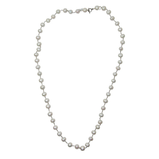 Freshwater Pearl Beaded Sterling Silver Necklace